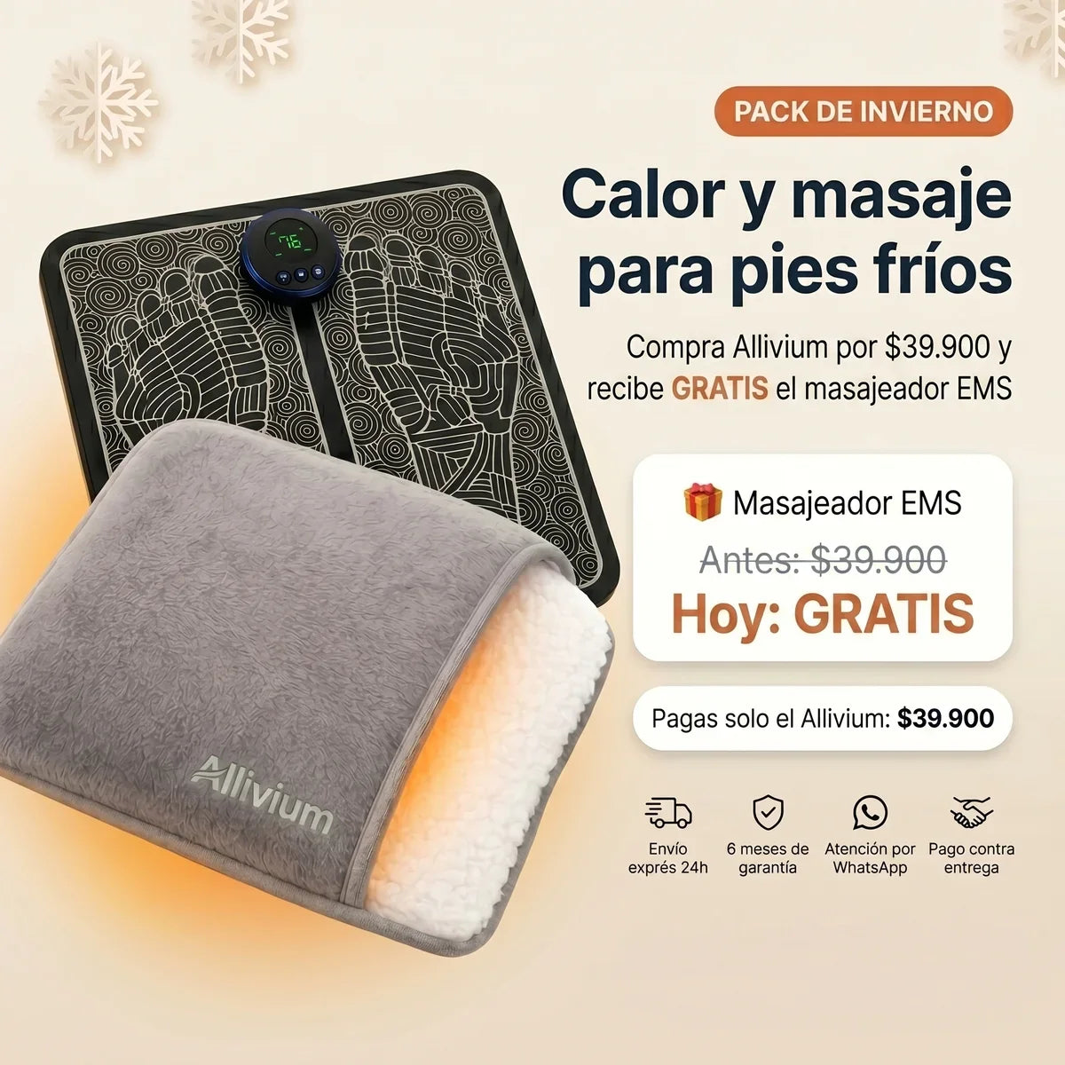 Allivium PRO - Sistema Personal de Calor USB + Masajeador EMS de Regalo